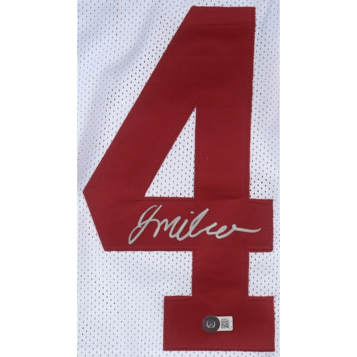 Jalen Milroe Signed Custom Jersey White And Crimson Red Beckett Authenticated