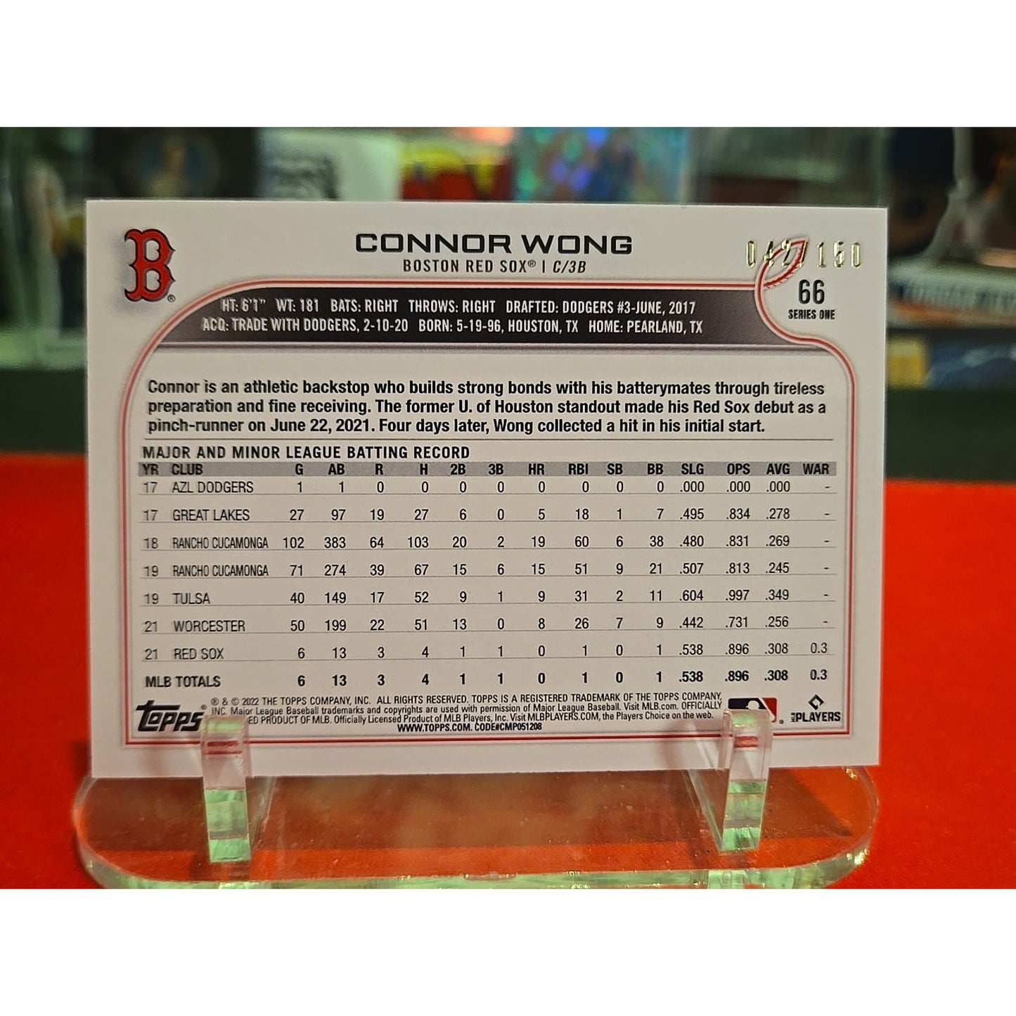 2022 Topps Series 1 1st Edition - Connor Wong #66 Green /150 (RC)