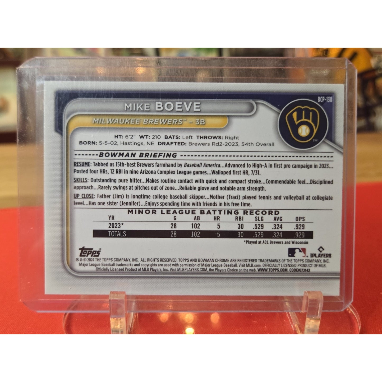 Mike Boeve /50 Gold 2024 Bowman Sapphire Edition - Chrome Prospects #BCP-138