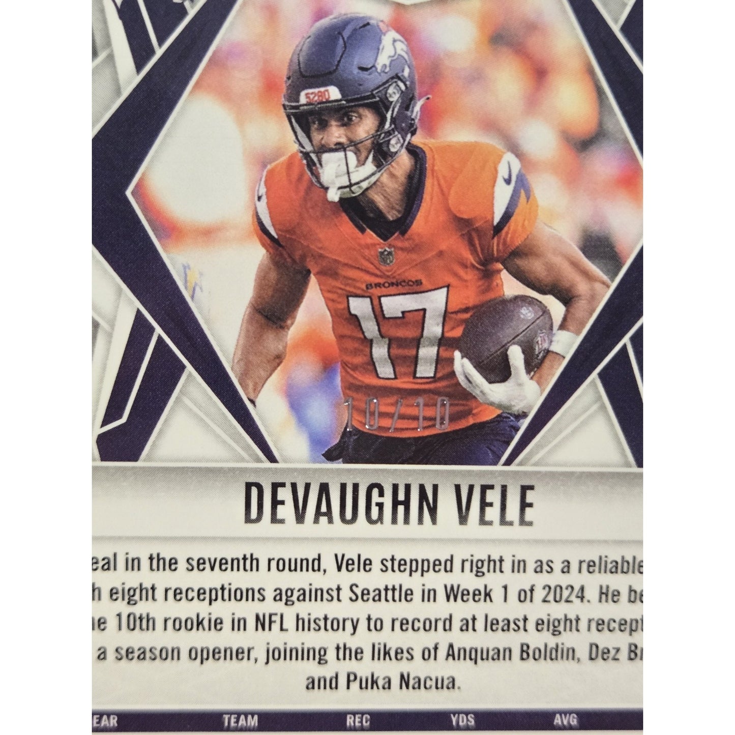 Devaughn Vele Gold /10 Mojo 2025 Phoenix Parallel Denver Broncos #14