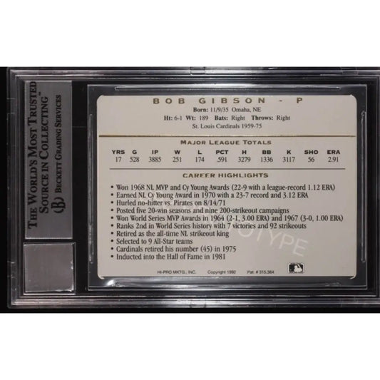 Graded baseball card of Bob Gibson.