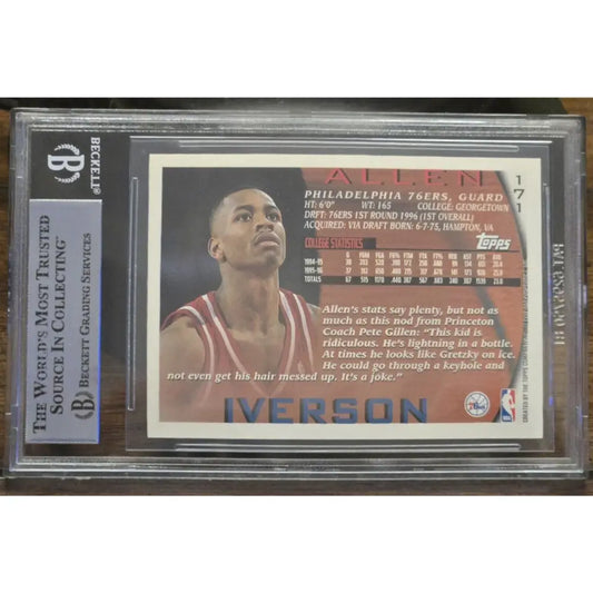 Graded Allen Iverson basketball card.