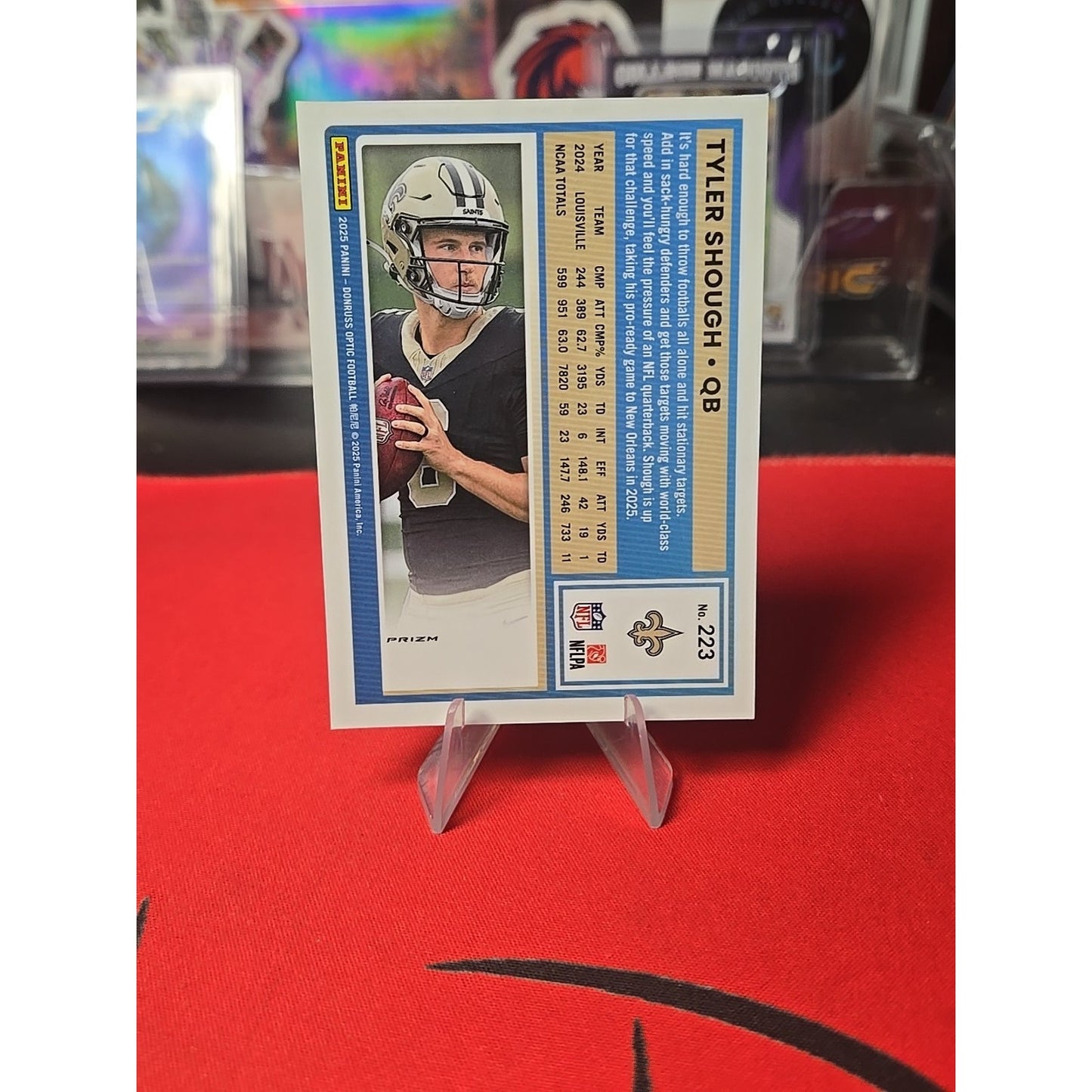 2025 Panini Donruss Optic - Rated Rookie Tyler Shough #223 Holo Prizm (RC)