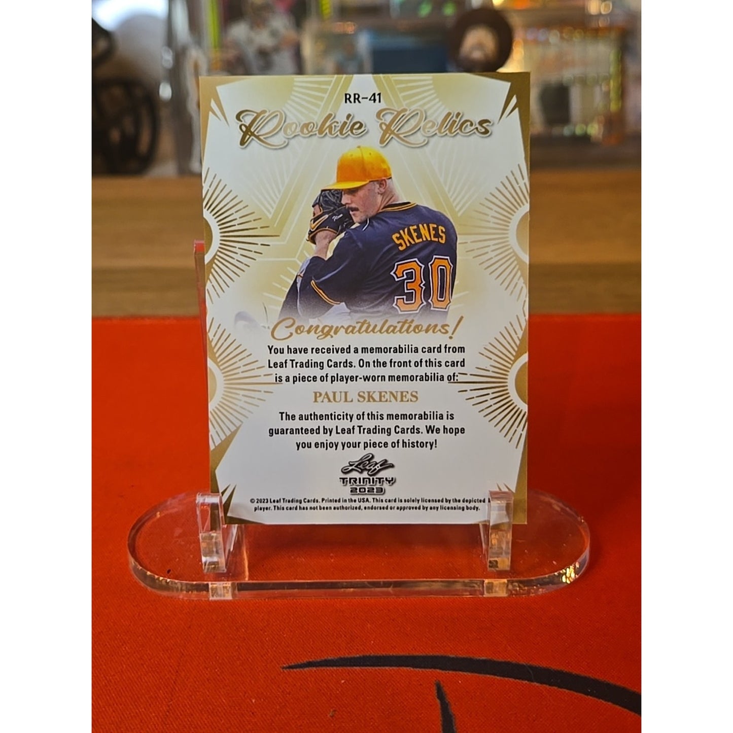 2023 Leaf Trinity Mega Box - Rookie Relics Paul Skenes #RR-41 (MEM, RC)