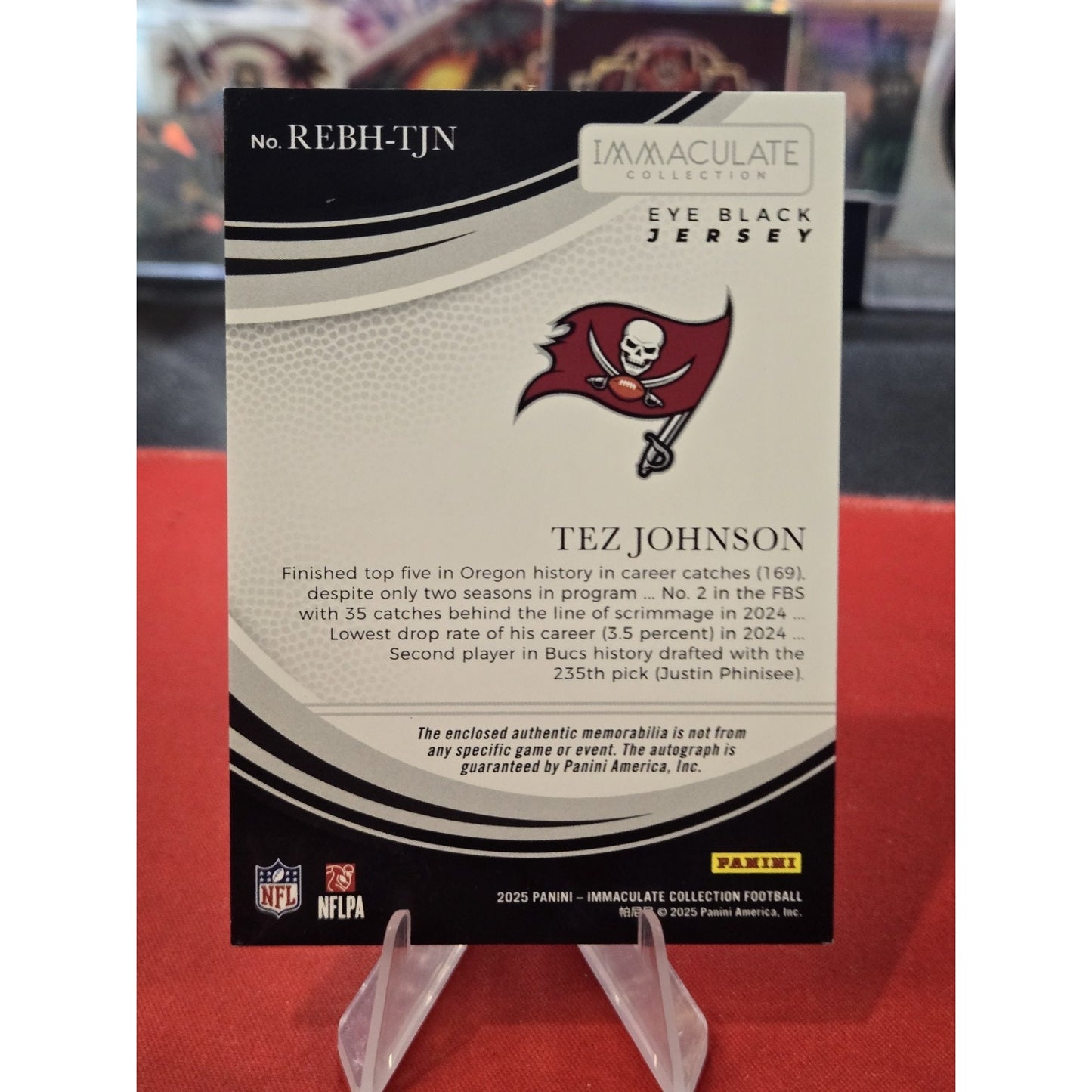 Tez Johnson /99 rpa 2025 Panini Immaculate #REBH-TJN Rookie Eye Black Jersey