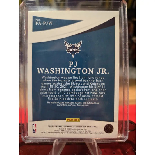 2020 Immaculate PJ Washington Patch AUTO /15
