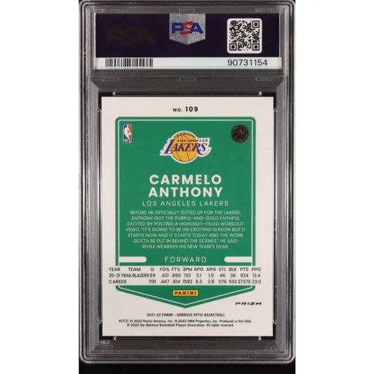Graded Carmelo Anthony basketball card.