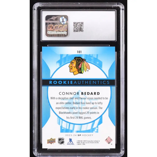Graded hockey trading card of Connor Bedard.