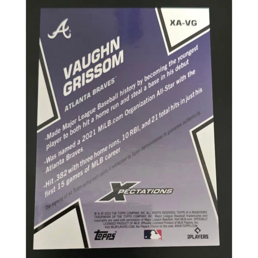 2023 Topps Xpectations Iridescent Foil /49 Vaughn Grissom #XA VG Rookie Auto RC