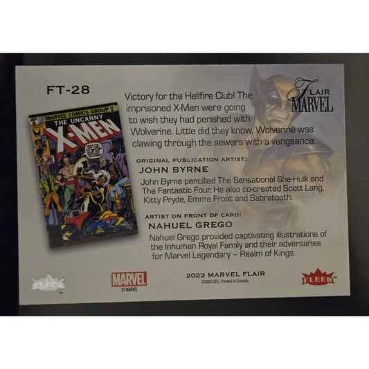 2023 Upper Deck Marvel Flair Flairium Tier 3 #FT 28 Wolverine