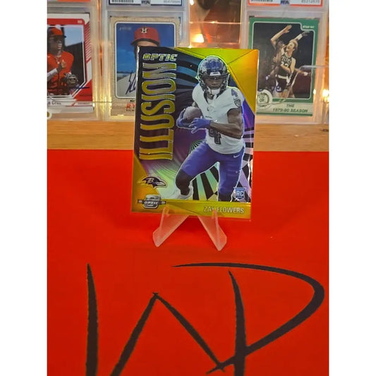 2023 Zay Flowers 10/10 Panini Contenders Optic Illusions Gold Ravens Book End