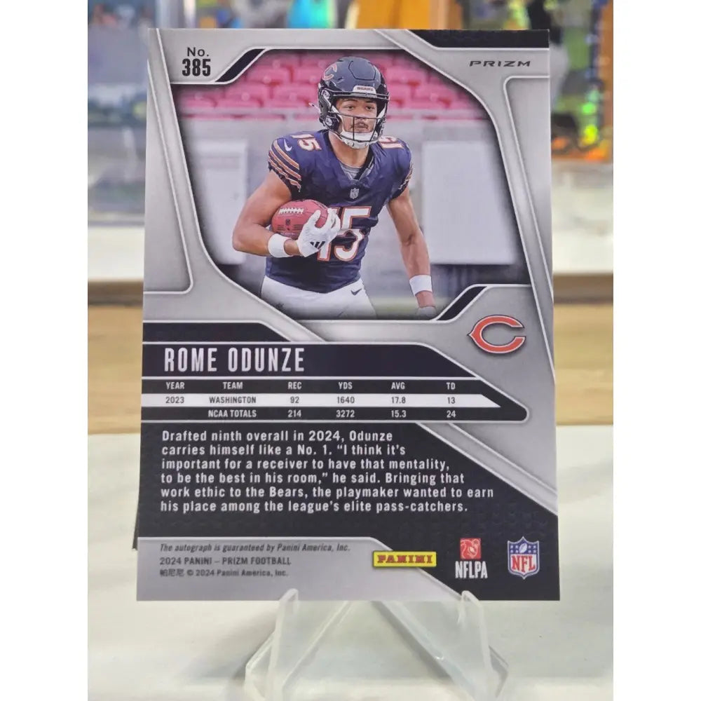 2024 Panini Prizm Rookies Rome Odunze #385 Silver Prizm Autographs (AU RC)