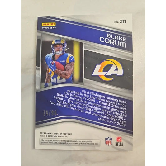 2024 Panini Spectra Rookie Patch Autographs Blake Corum #211 /99 (AU MEM RC)