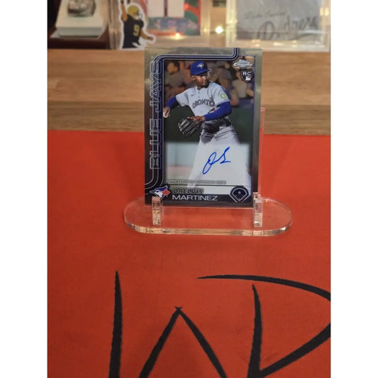 2025 Topps Chrome Orelvis Martinez Rookie Chrome Auto #RA OM RC on card Baseball Card