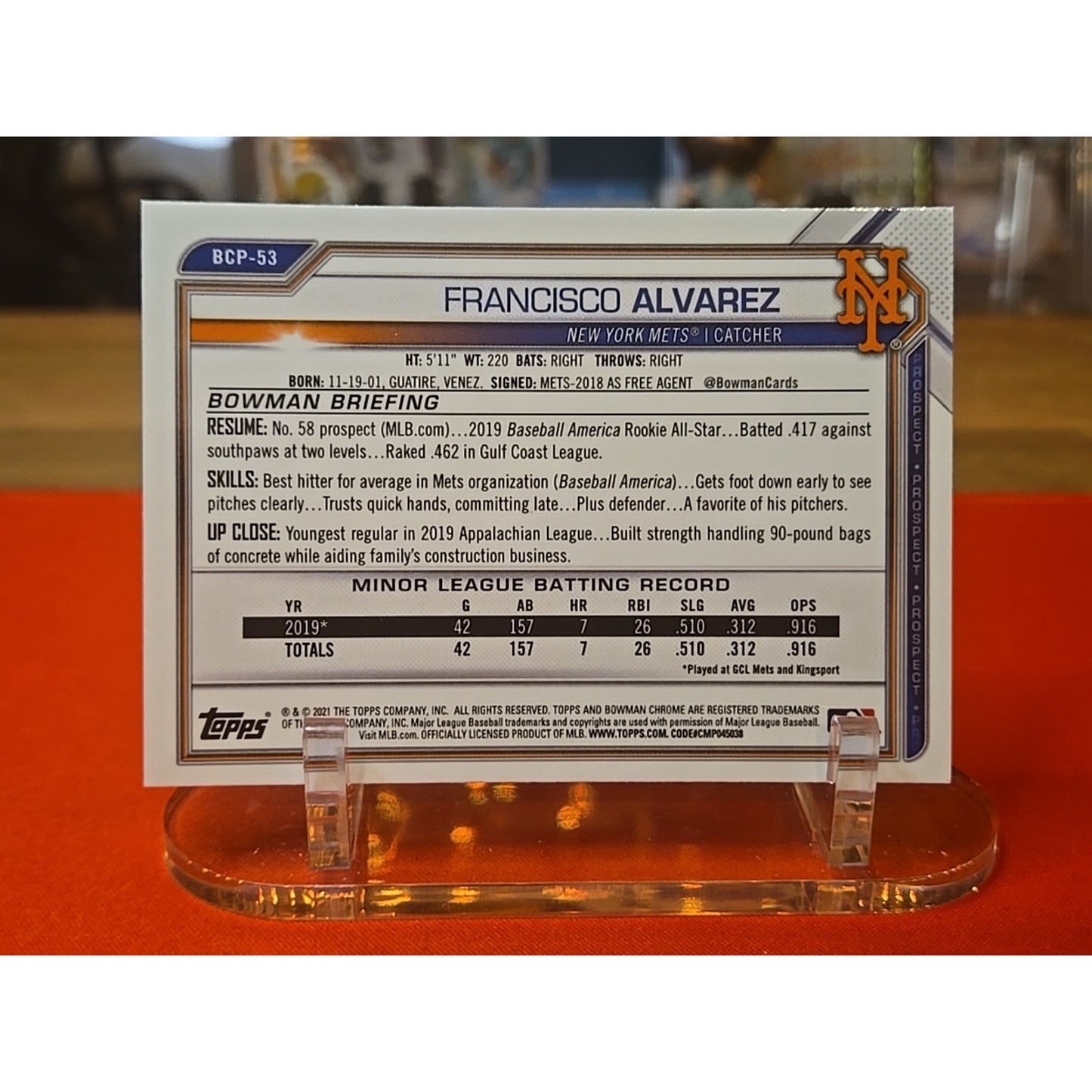 2021 Bowman Sapphire Edition - Chrome Prospects Francisco Alvarez #BCP-53 (RC)