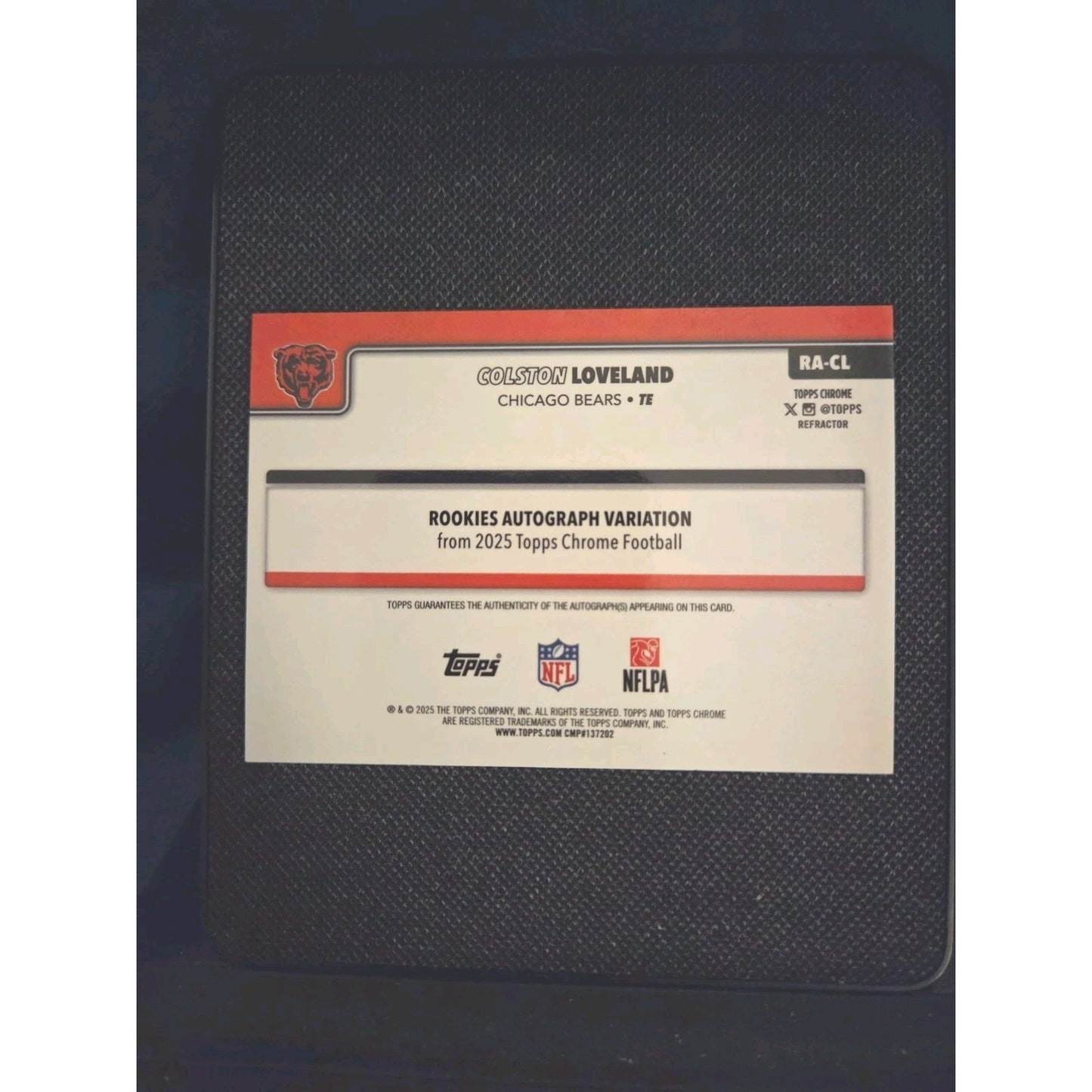 2025 Topps Chrome - Colston Loveland #RA-CL Refractor Rookie Autograph /499