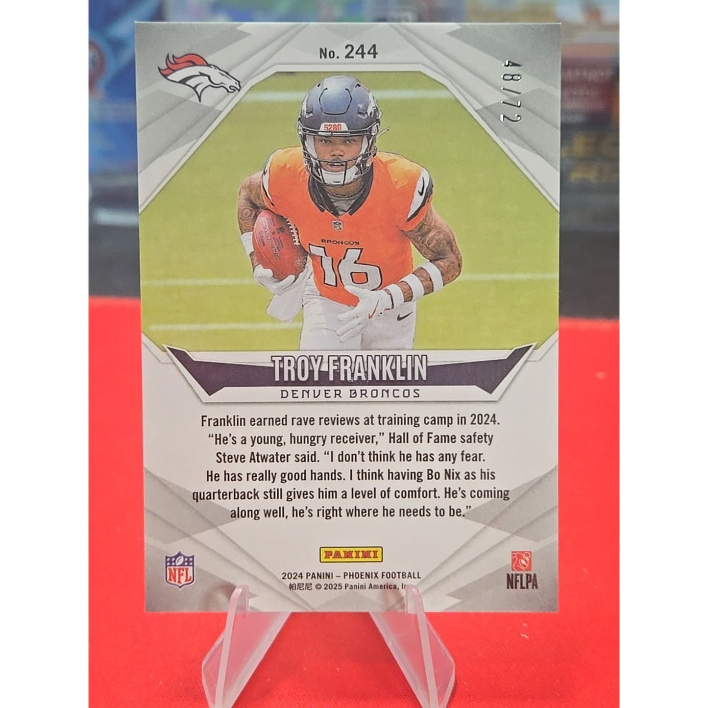 2024 Panini Football Phoenix Troy Franklin Teal Fade /72 #244 RC Denver Broncos