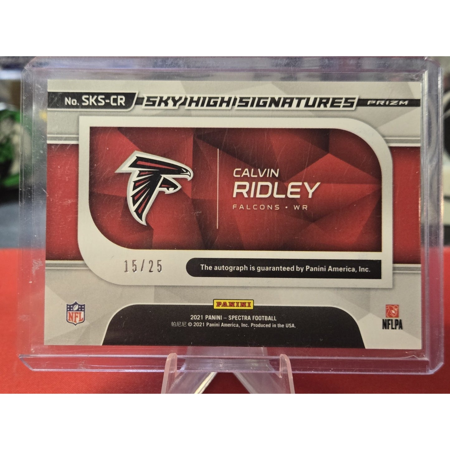 Calvin Ridley /25 Auto 2021 Panini Spectra -Sky High Signatures Neon Blue Prizm