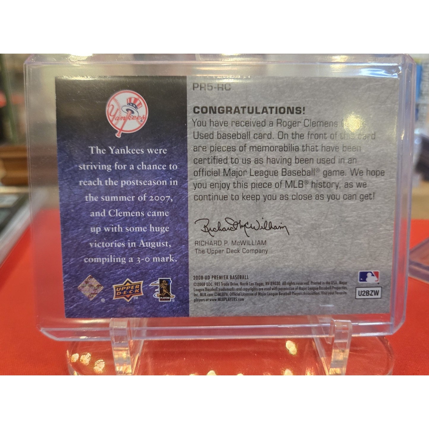 Roger Clemens 2008 Upper Deck Premiere Remnants 5 Jersey /25