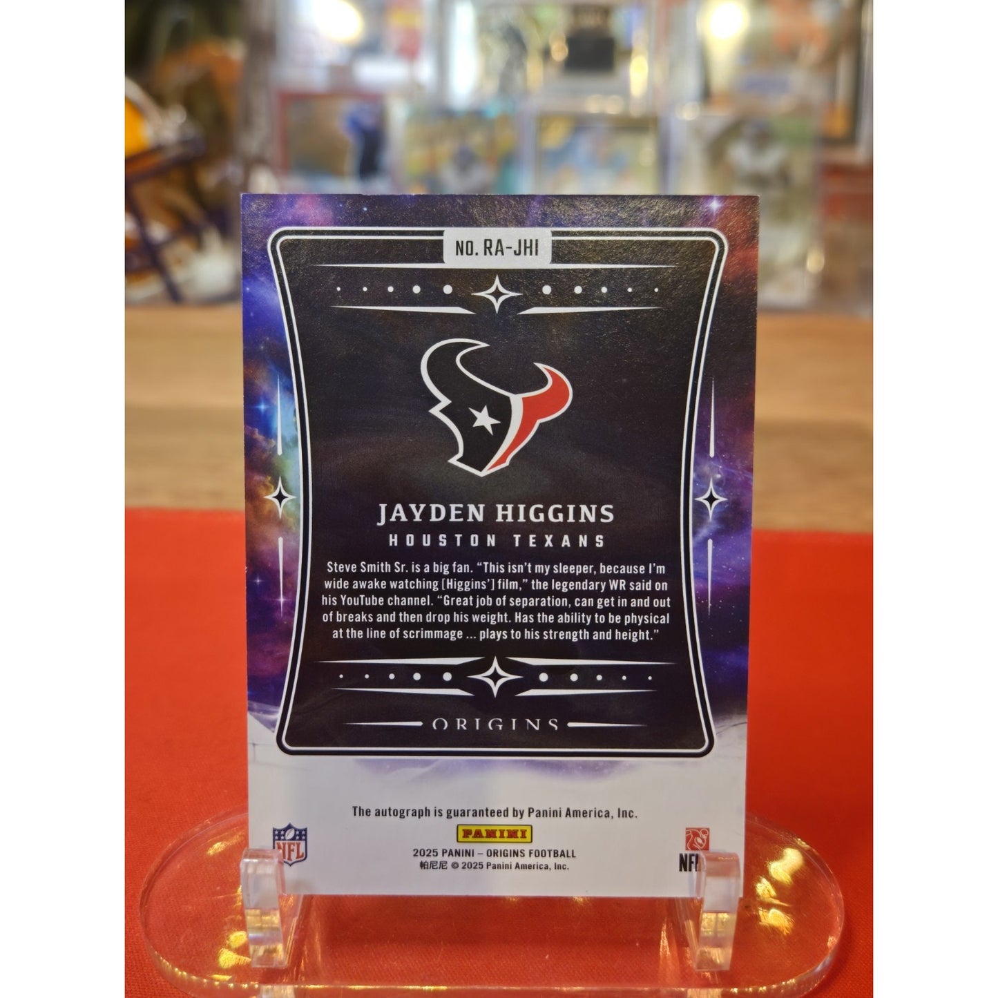 2025 Origins Jayden Higgins On Card Auto Orange Ink 22/75