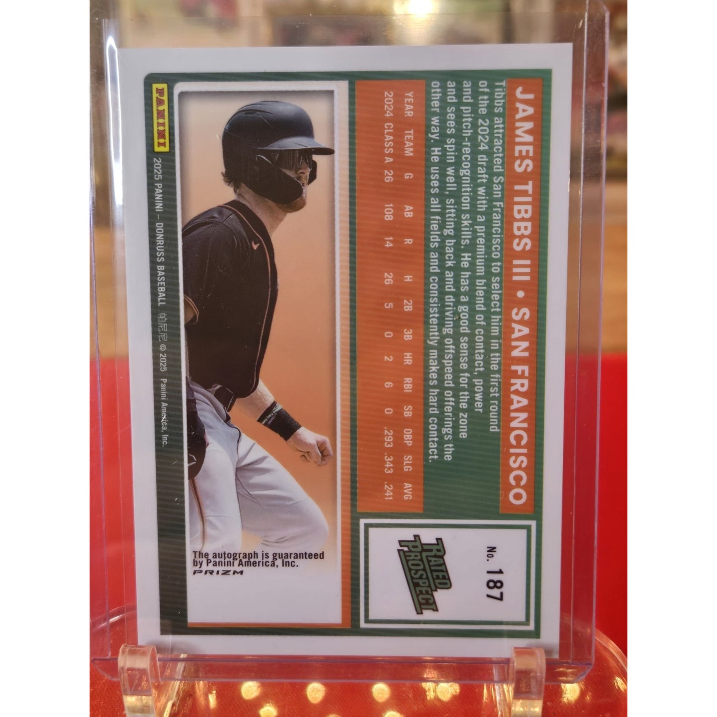 2025 Panini Donruss - Optic Rated Prospects James Tibbs III #187 Holo Prizm...