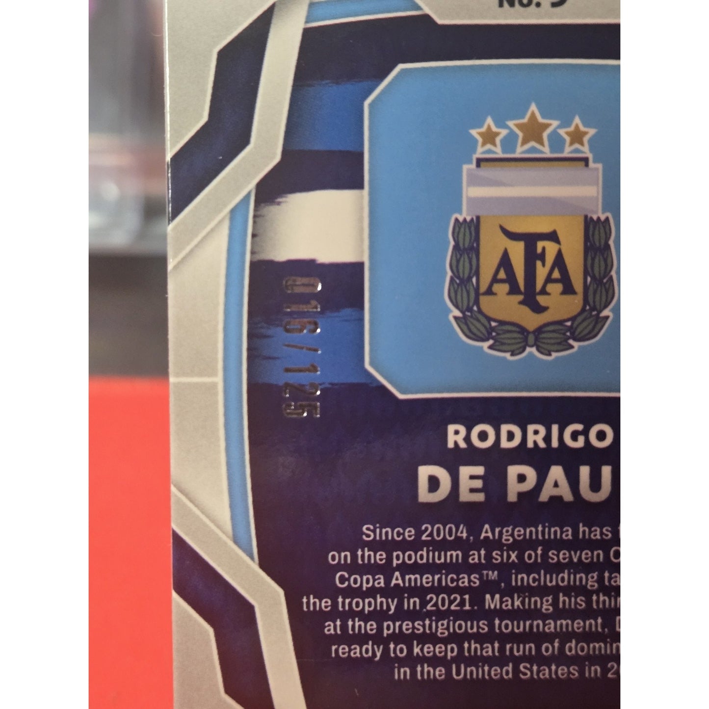 Rodrigo De Paul /125 Red Prizm 2024 Panini Prizm Conmebal Copa America - #9