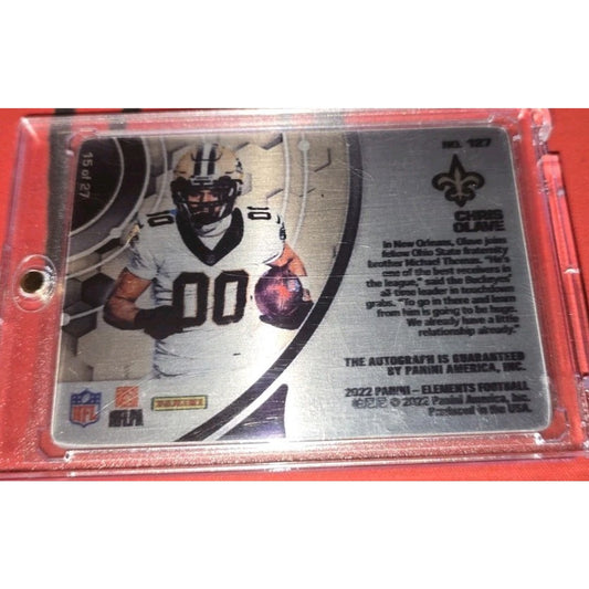 Chris Olave /27 Auto 2022 Panini Elements Rookie Steel Signatures On Card