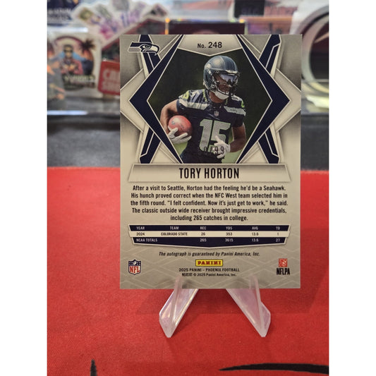 Tory Horton rc Auto 2025 Panini Phoenix - Red Prizm Rookie Seattle Seahawks