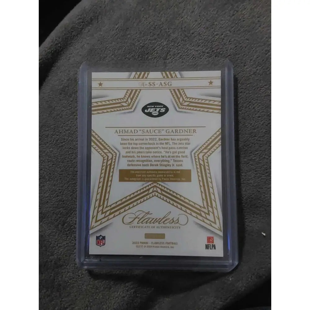 Ahmad Gardner 2023 Panini Flawless Star Swatch Signatures Silver #SS ASG /20 Football Card