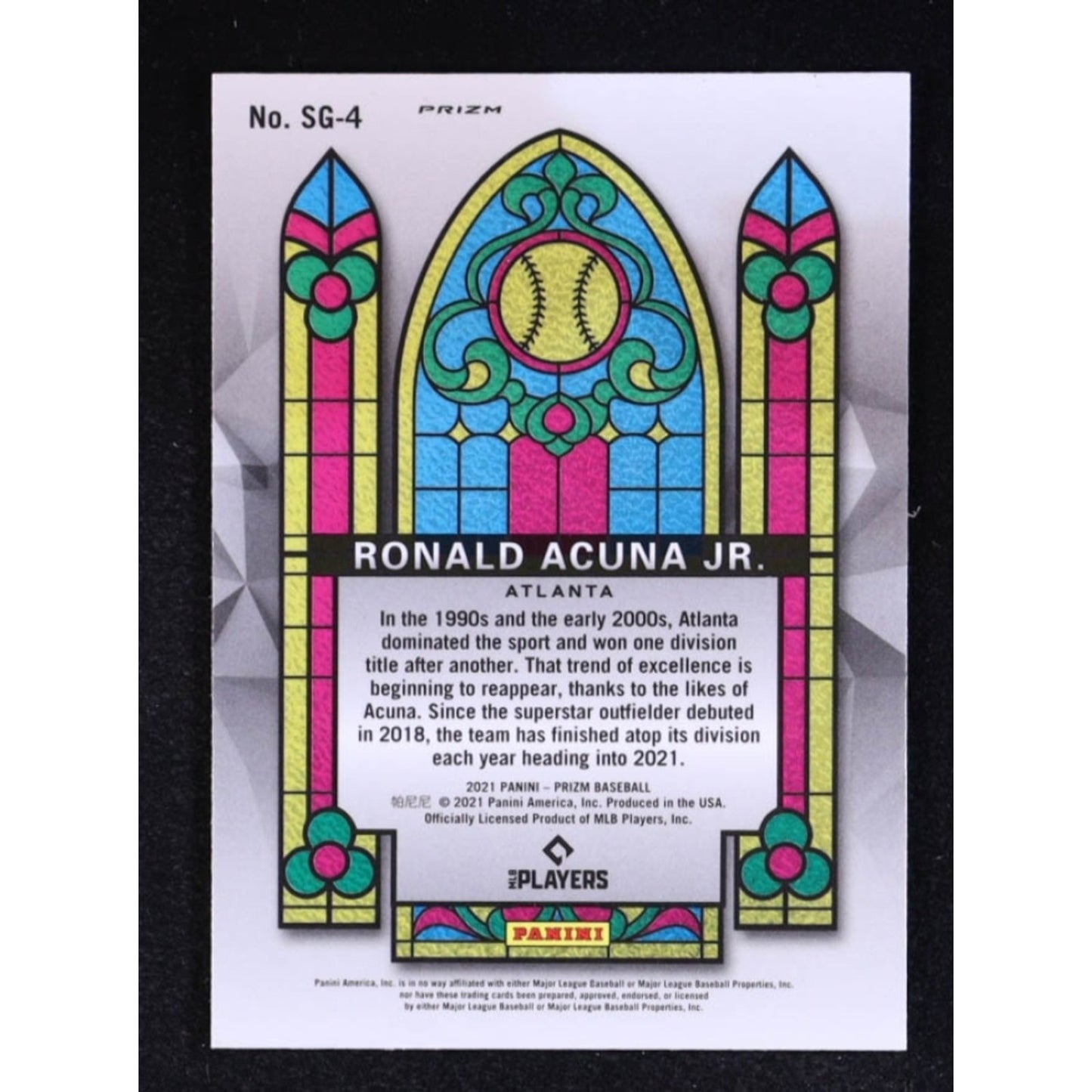 2021 Panini Prizm - Stained Glass Ronald Acuña Jr. #SG-4 Red White & Blue Prizm