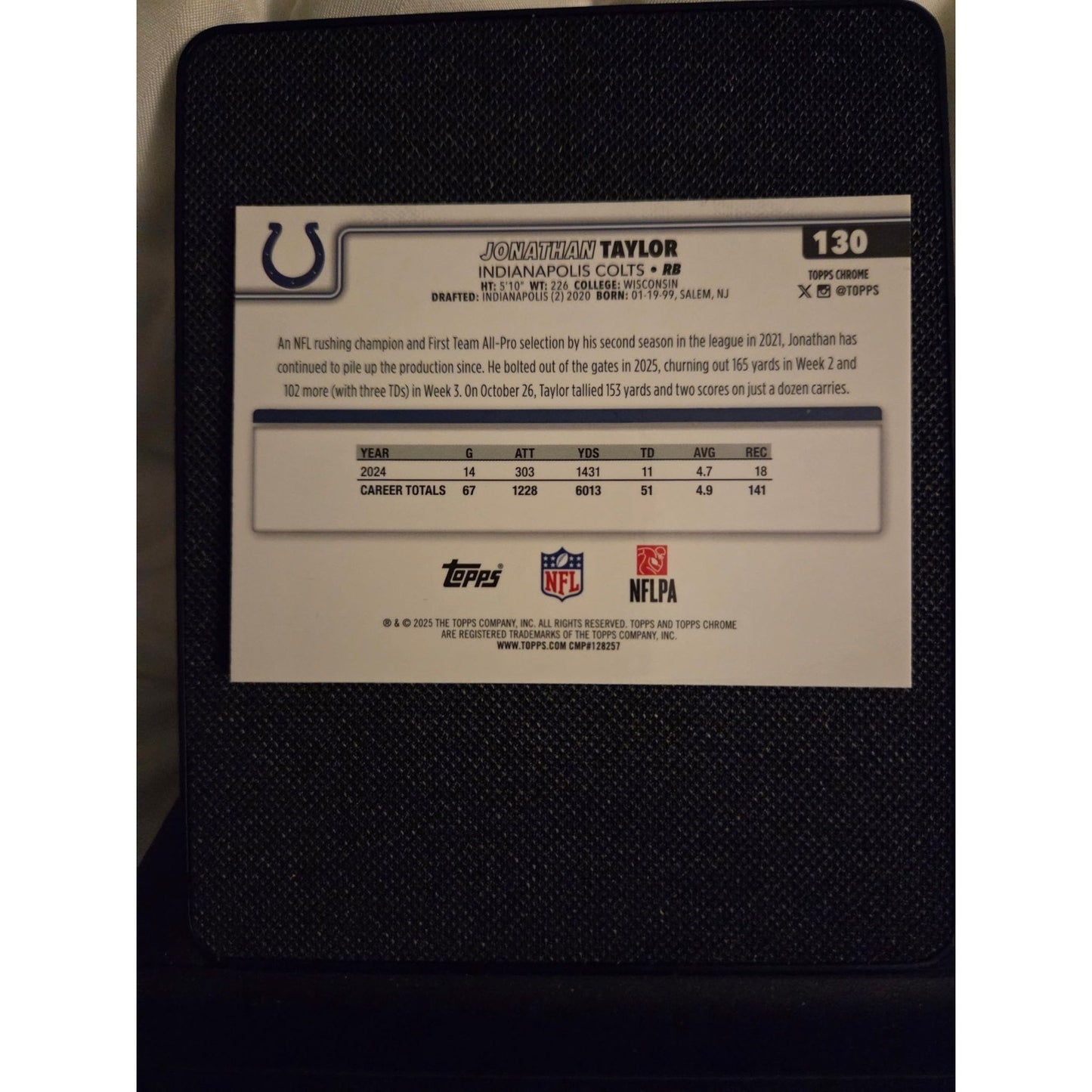 2025 Topps Chrome Football Jonathan Taylor Neon Pulse Refractor #130 Colts