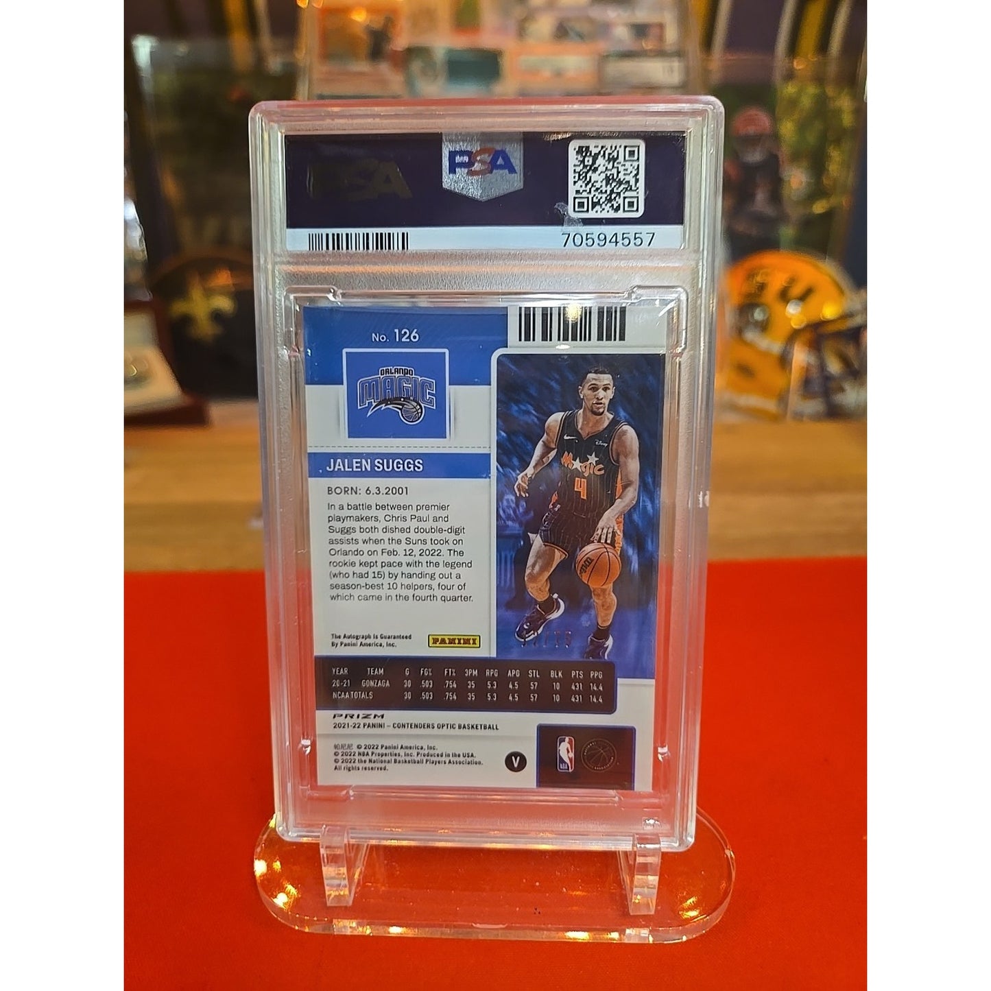 Jalen Suggs 2021-22 Panini Contenders Optic Rookie Ticket Variation Red Auto 126