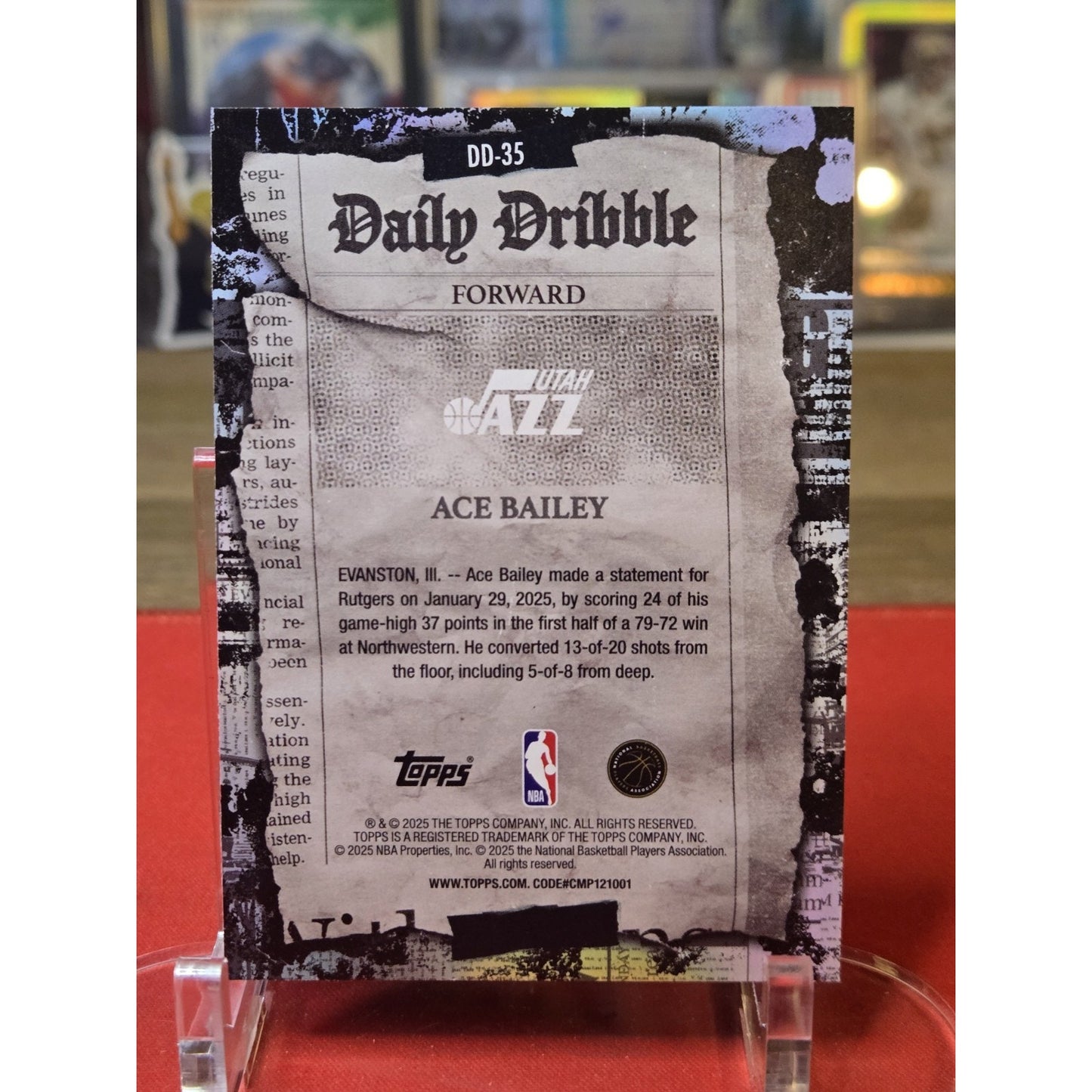 2025 Topps Refractor Ace Bailey RC Rookie Daily Dribble SP Jazz #DD-35 Foil