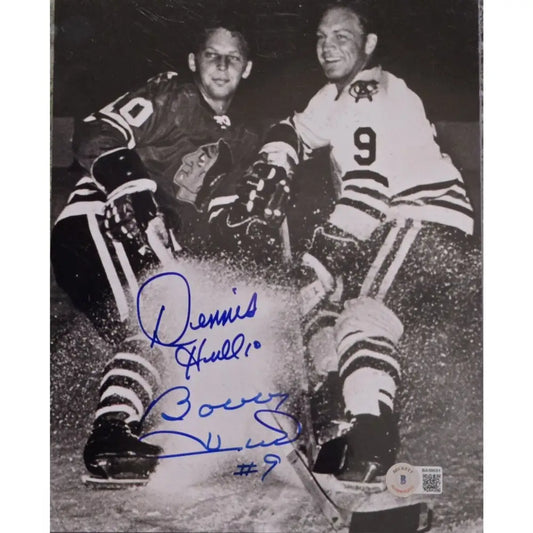 Bobby & Dennis Hull Autographed & Framed 8x10 Beckett COA Chicago Blackhawks Hockey Photo