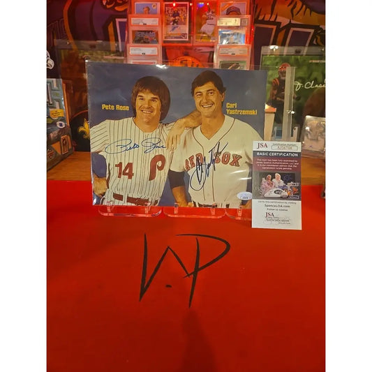 Carl Yastrzemski Pete Rose Signed 8x10 Photo Autograph JSA