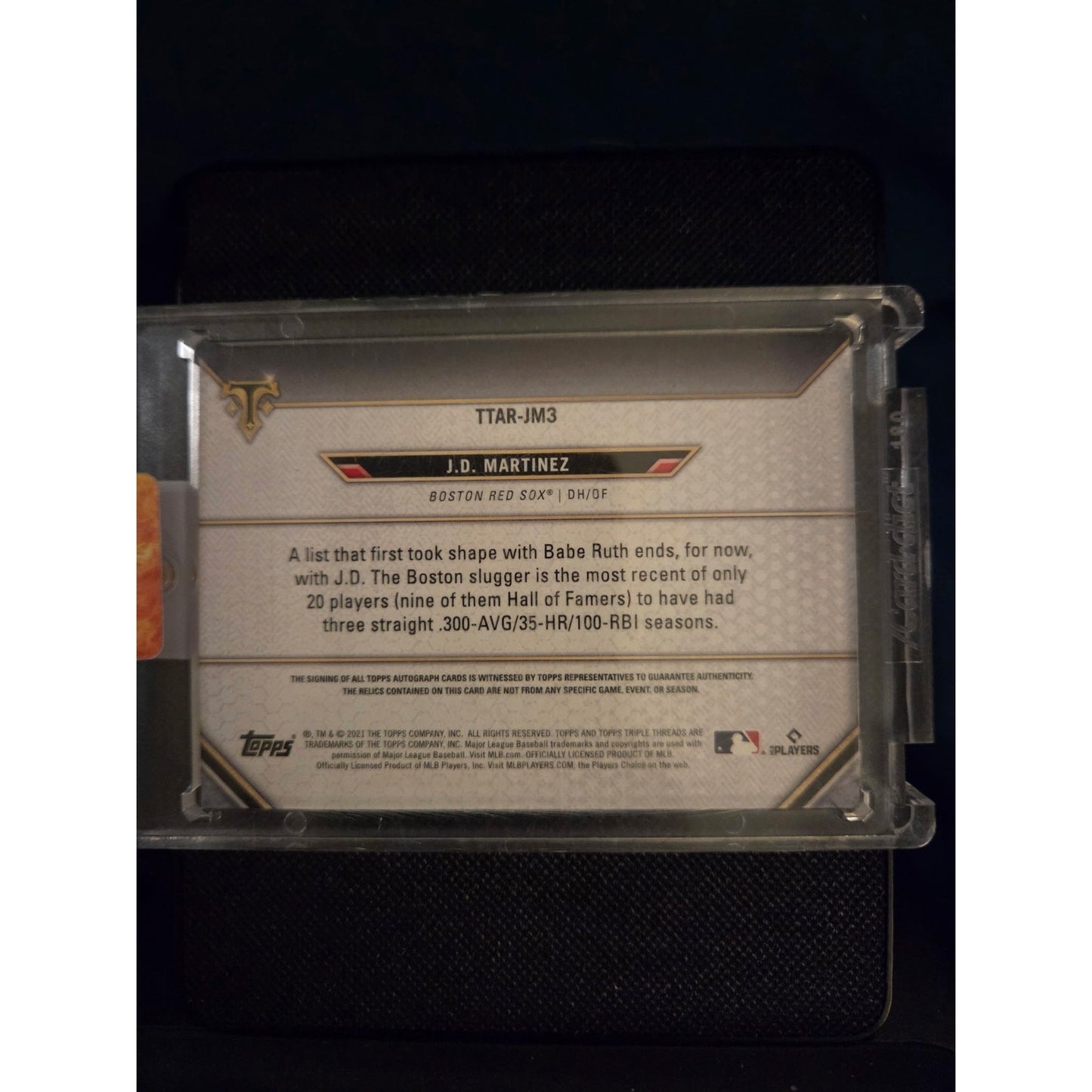 J.D. Martinez /3 Patch Auto 2021 Topps Triple Threads In Good Company
