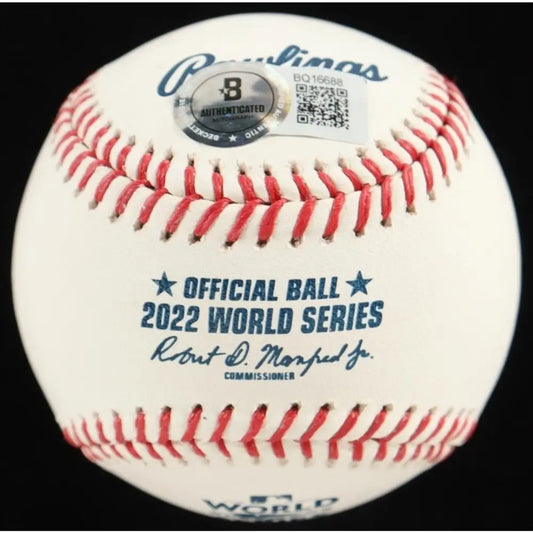 Cristian Javier Autographed Rawlings World Series OML Baseball Beckett Holo