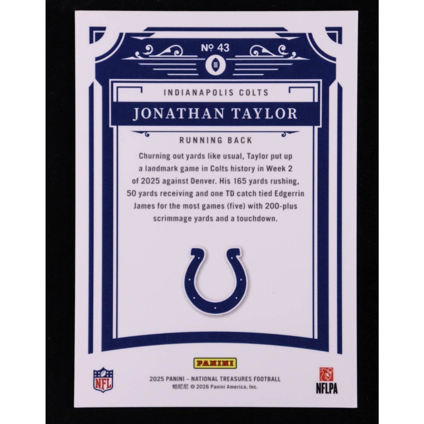 Jonathan Taylor /35 Silver 2025 National Treasures #43