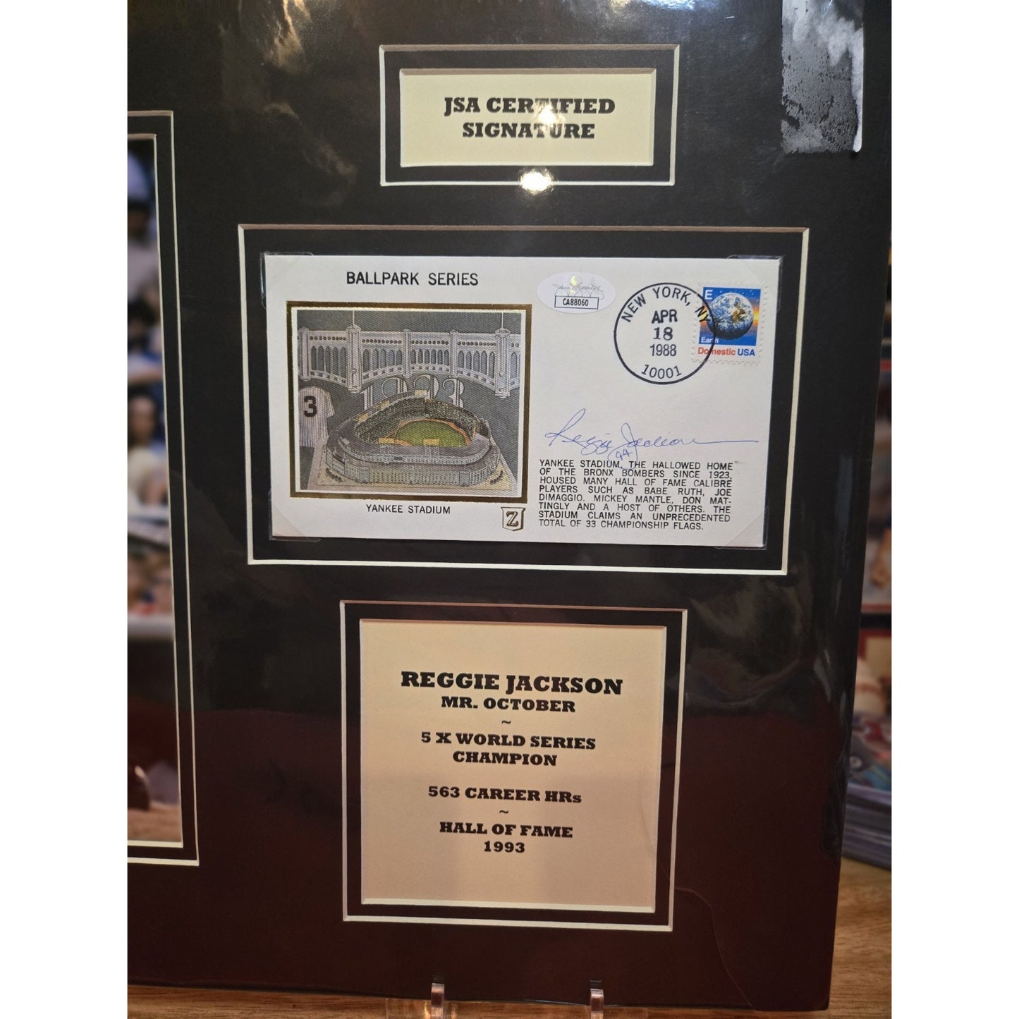 Reggie Jackson JSA Aut Signed 400 H.R.Club Cachet Envelope 14x18 Matted Display