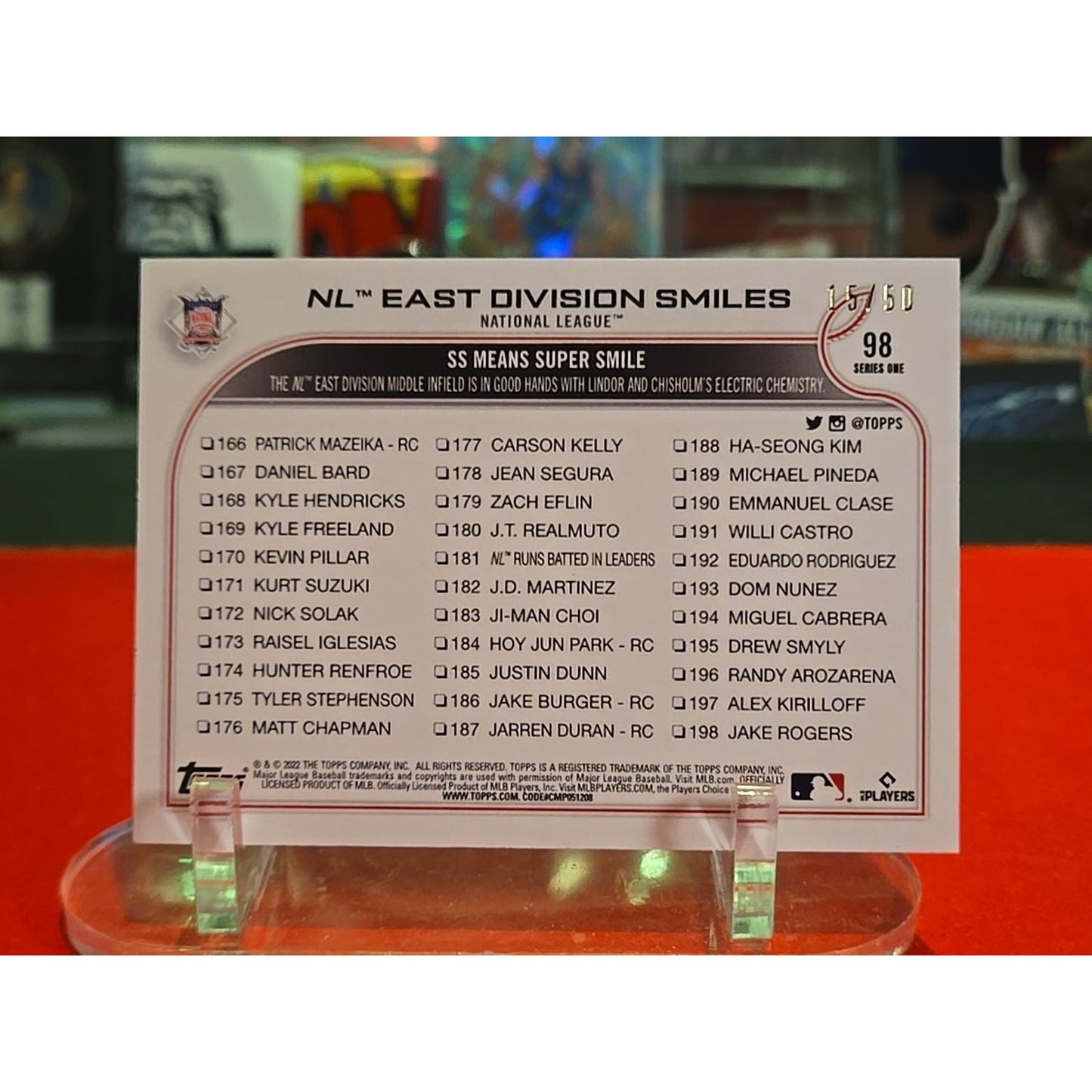 2022 Topps Series 1 1st Edition - Checklist /50 Francisco Lindor, Jazz Chisholm