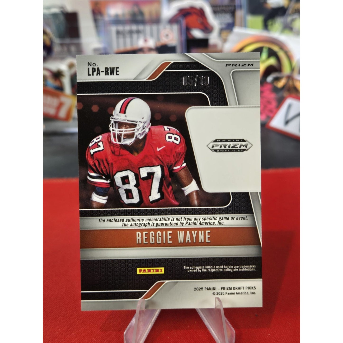 Reggie Wayne /10 Patch Auto 2025 Panini Prizm Draft Legends Miami LPA-RW