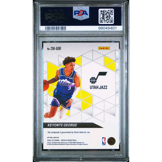 A graded Keyonte George basketball card in a protective slab.