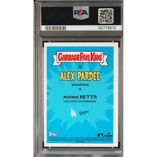 Graded Garbage Pail Kids x Alex Pardee Mookie Betts Wrapper baseball card.