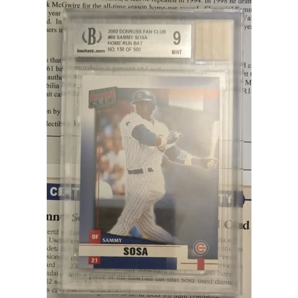Graded baseball card of Sammy Sosa.