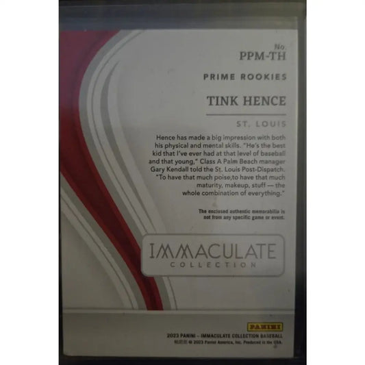 Tink Hence /25 2023 Immaculate Collection Materials Prime #MP TH (MEM,AU) Baseball Card