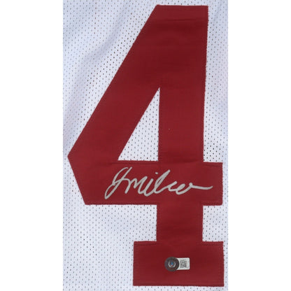 Jalen Milroe Signed Custom Jersey White And Crimson Red Beckett Authenticated