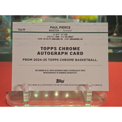 2024-25 Topps Chrome - Autographs Paul Pierce #TCA-PP Orange Geometric Refractor