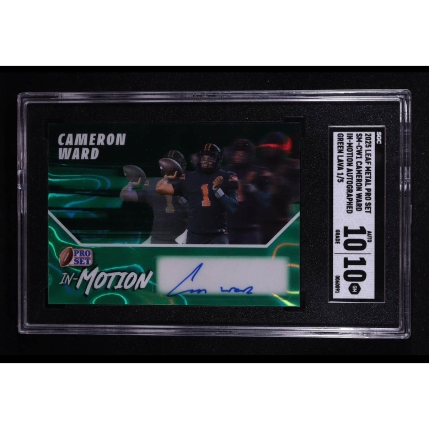 Cameron Ward /5 SGC 10 AU 10 Auto 2025 Leaf Pro Set Metal in Motion Green Lava