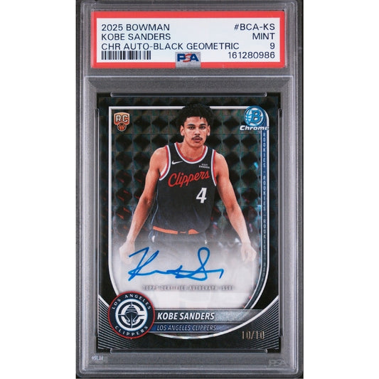 Kobe Sanders Rc /10 Auto 25-26 Bowman Black Geometric PSA 9 Pop 2 Higher 0