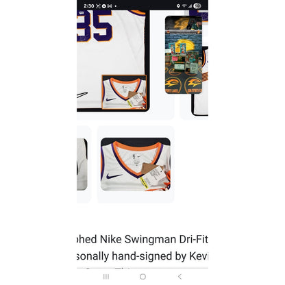 Kevin Durant Autographed Phoenix Suns Nike Swingman Jersey Beckett Witness